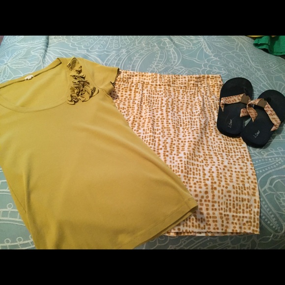 J crew shirt, skirt , matching flip flops - Picture 4 of 4
